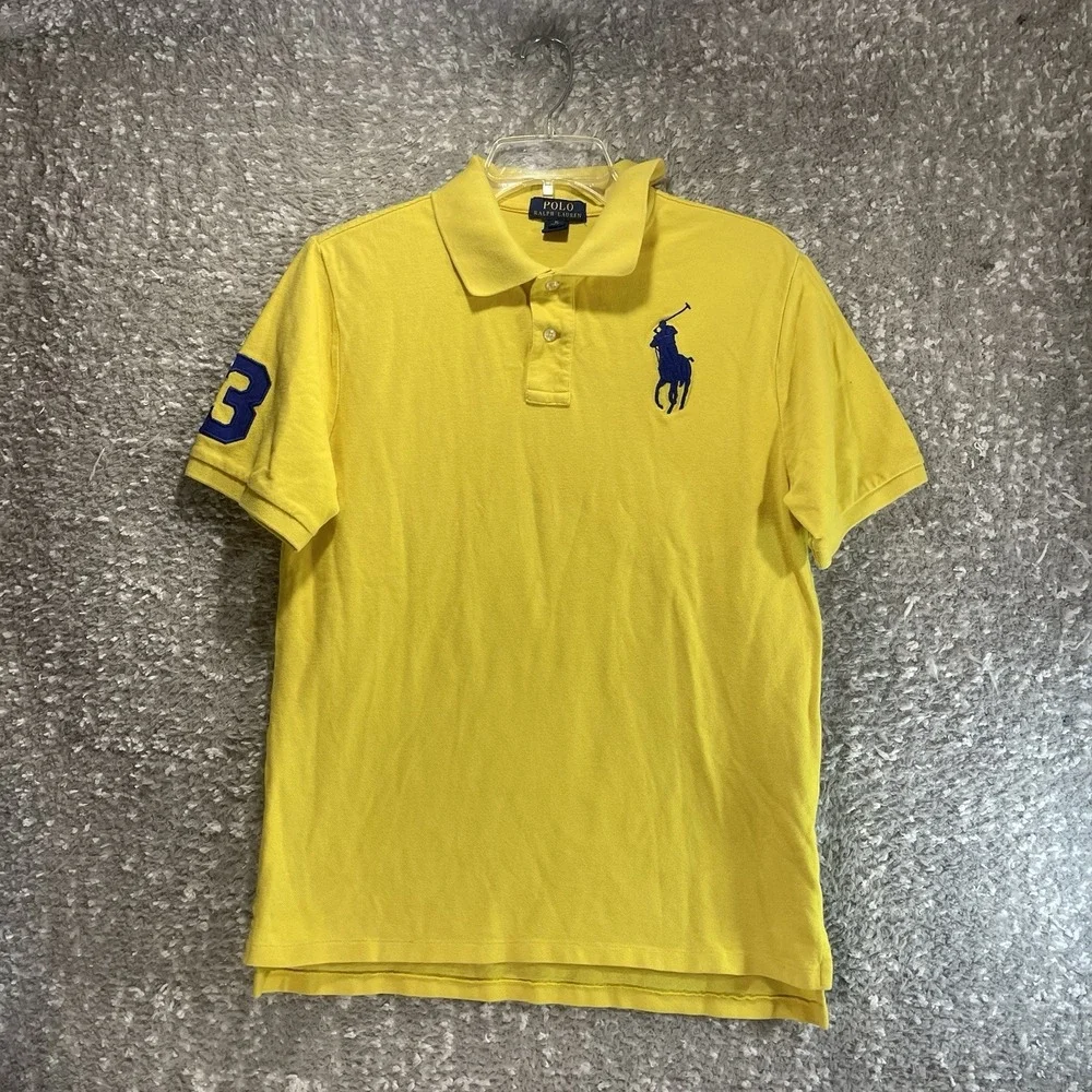 Polo Ralph Lauren Men's BIG PONY Number 3 Polo XL 18-20 Yellow Preppy Casual